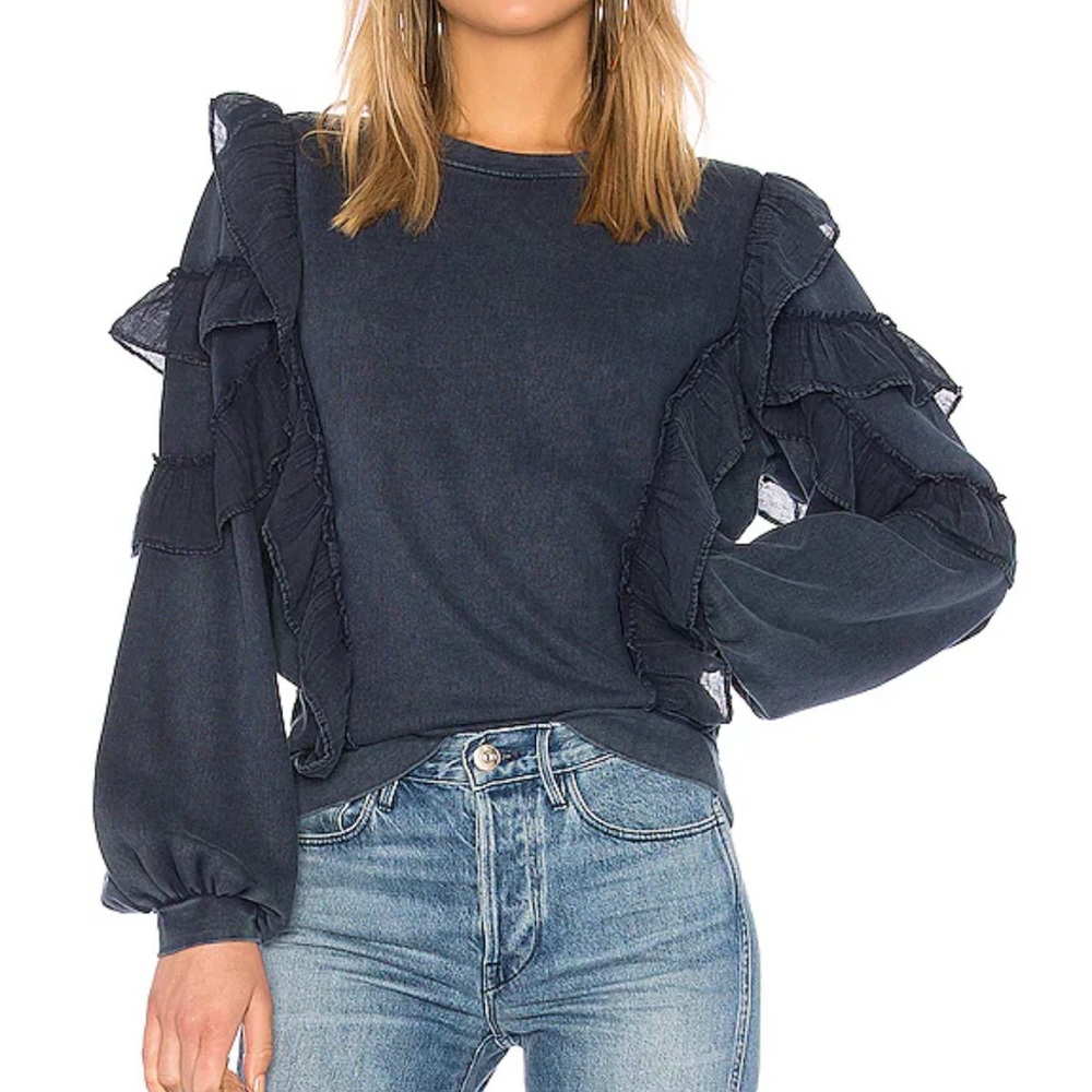 Women's Ruffled Black Top